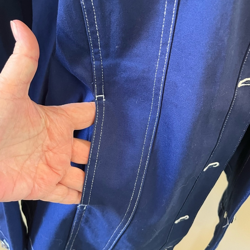 NWOT Quacker Factory L Royal Blue Star-Studded Jacket. Cotton & Spandex - Picture 7 of 16